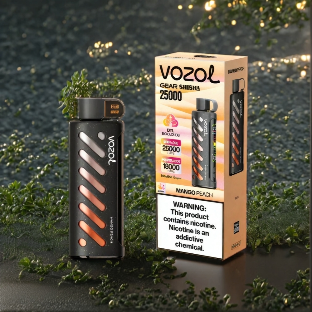VOZOL Gear Shisha 25000 Puffs Belgique Grossiste Mangue-Pêche | 1000mAh  SiLC Tech